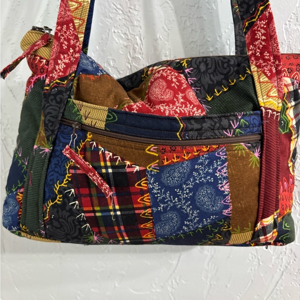 Boho Patchwork Material Shoulder Bag in Multi-Color Handmade - Picture 2 of 9